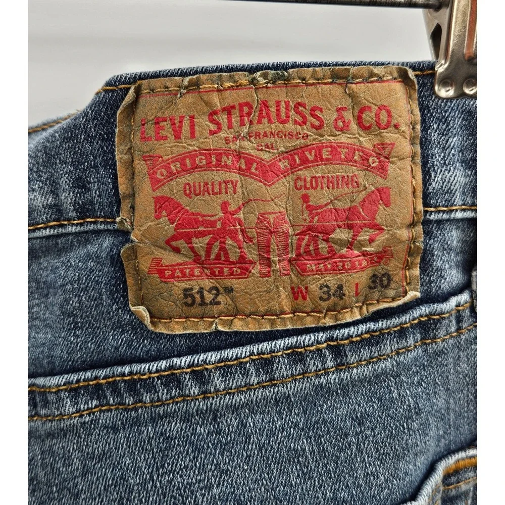 Levis 512 Slim Taper Mens Dark Wash Blue Denim Jeans 34x30 28833-0057